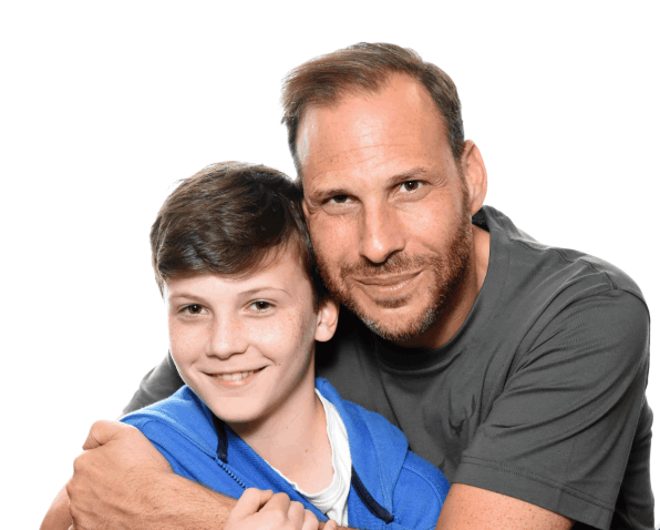 Father and sone having a Family portrait  